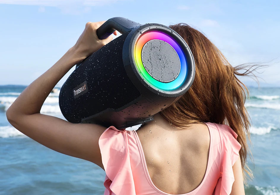 Tronsmart Bang Max Speaker Bluetooth Speaker com 130 W, sistema de som de 3 vias, sincronização com mais de 100 alto-falantes, controle por aplicativo, entrada para guitarra/microfone