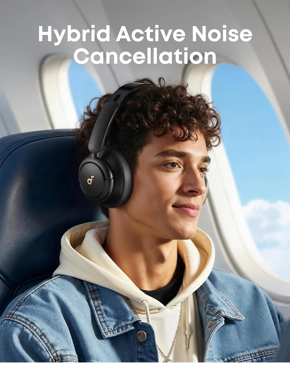 Fones de ouvido híbridos Soundcore by Anker Life Q30 com cancelamento de ruído ativo, sem fio Bluetooth, fone de ouvido supra-auricular