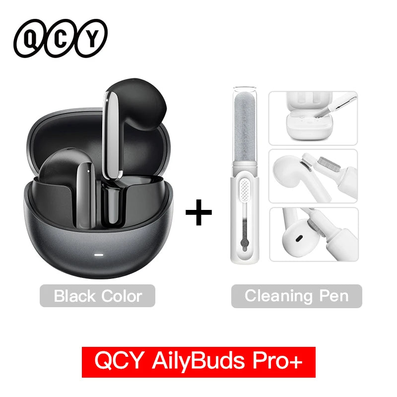 QCY HT10 AilyBuds Pro+ ANC com áudio de alta resolução e Bluetooth 5.3 LDAC, 6 microfones, AI HD, conexão multiponto para chamadas