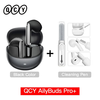 QCY HT10 AilyBuds Pro+ ANC com áudio de alta resolução e Bluetooth 5.3 LDAC, 6 microfones, AI HD, conexão multiponto para chamadas