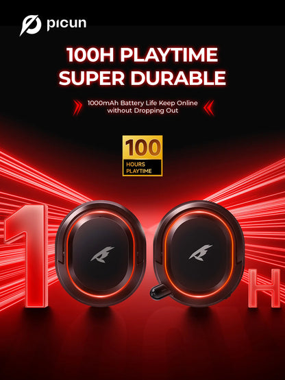 Fone de ouvido sem fio para jogos Picun G2 2.4G Bluetooth 5ms baixa latência 7.1 surround microfone ENC para PC PS4 PS5 Switch de telefone