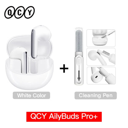 QCY HT10 AilyBuds Pro+ ANC com áudio de alta resolução e Bluetooth 5.3 LDAC, 6 microfones, AI HD, conexão multiponto para chamadas