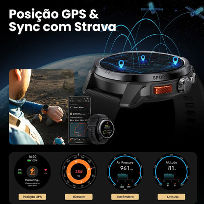 Relógio Inteligente Haylou Solar Ultra GPS com Tela AMOLED de 1,6”, Taxa de Atualização de 60Hz, Chamadas Bluetooth, Resistência à Água de 5ATM, Relógio Inteligente Esportivo