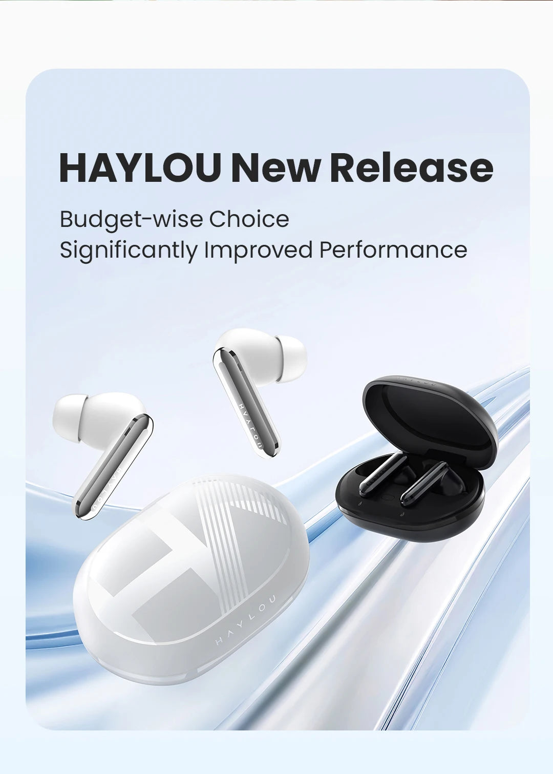 Fones de ouvido HAYLOU Mori Pro Bluetooth 5.4 - 43dB ANC com cancelamento de ruído ativo, fones de ouvido sem fio com 6 microfones e bateria com duração de 35 horas