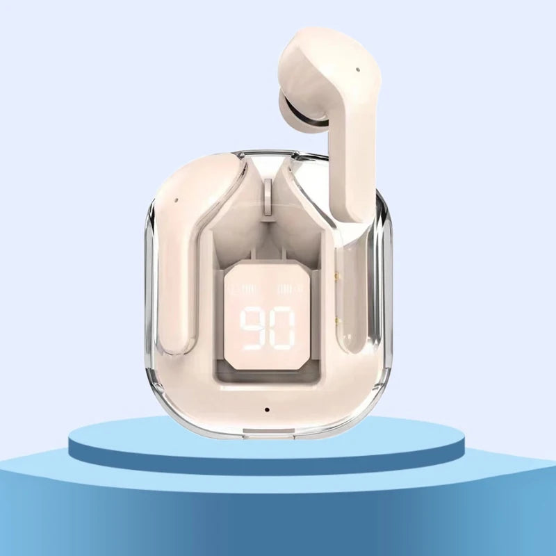 T2 TWS Fones de Ouvido Sem Fio Transparentes – Headset Bluetooth In-Ear com ENC, Fones Esportivos, Display Digital de Energia em LED e Som Estéreo.