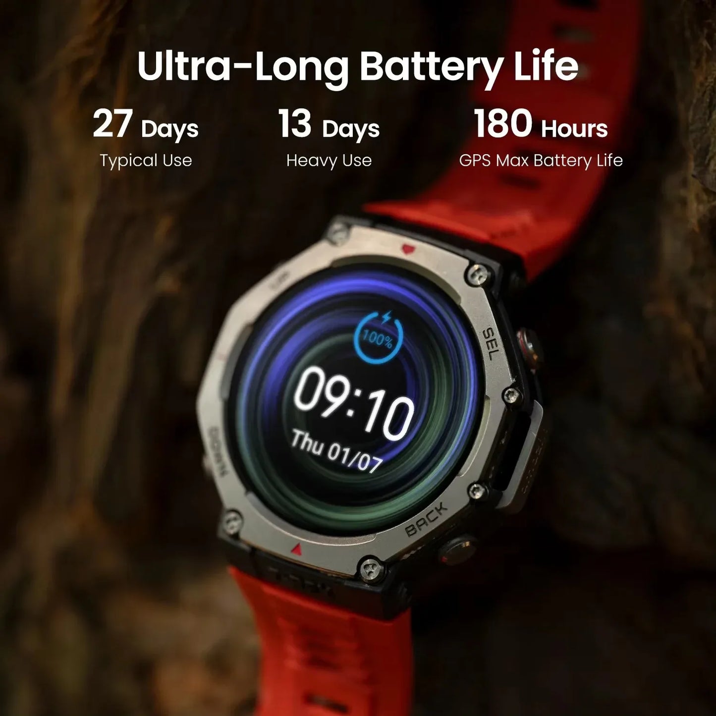 Amazfit T-Rex 3 Smartwatch Outdoor com tela AMOLED de 48 mm, 6 sistemas de satélite, GPS de banda dupla, 170 modos esportivos