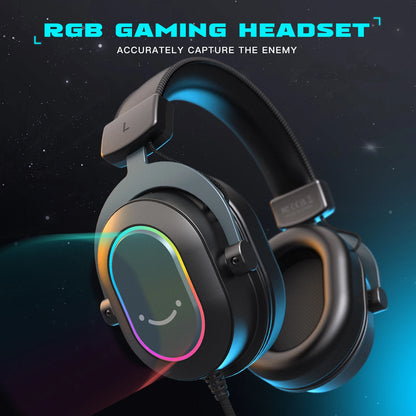 Fone de ouvido gamer Fifine Dynamic RGB com microfone, som surround 7.1, PC, PS4, PS5, 3 opções de equalização, jogos, filmes, música
