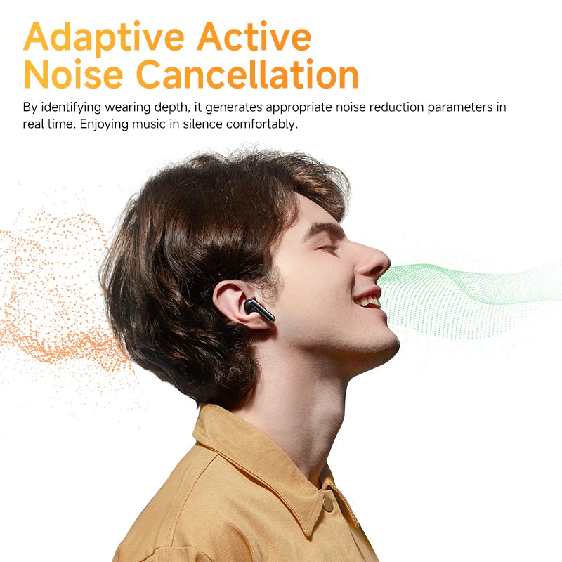 QCY HT10 AilyBuds Pro+ ANC com áudio de alta resolução e Bluetooth 5.3 LDAC, 6 microfones, AI HD, conexão multiponto para chamadas