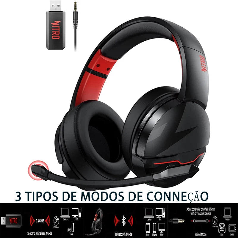 Headset Gamer Sem Fio Acer – Bateria de 100 Horas, Drivers Dinâmicos de 50mm, Microfone com Voz Clara, Fones Bluetooth para PC e PS4
