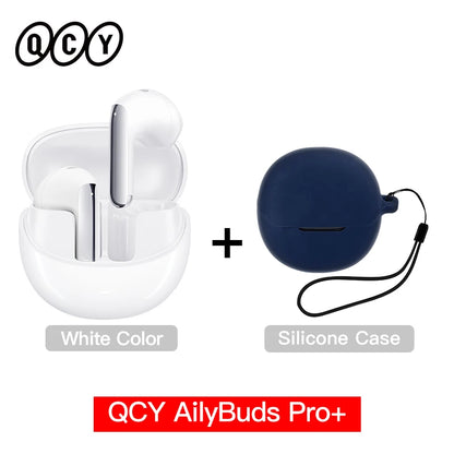 QCY HT10 AilyBuds Pro+ ANC com áudio de alta resolução e Bluetooth 5.3 LDAC, 6 microfones, AI HD, conexão multiponto para chamadas
