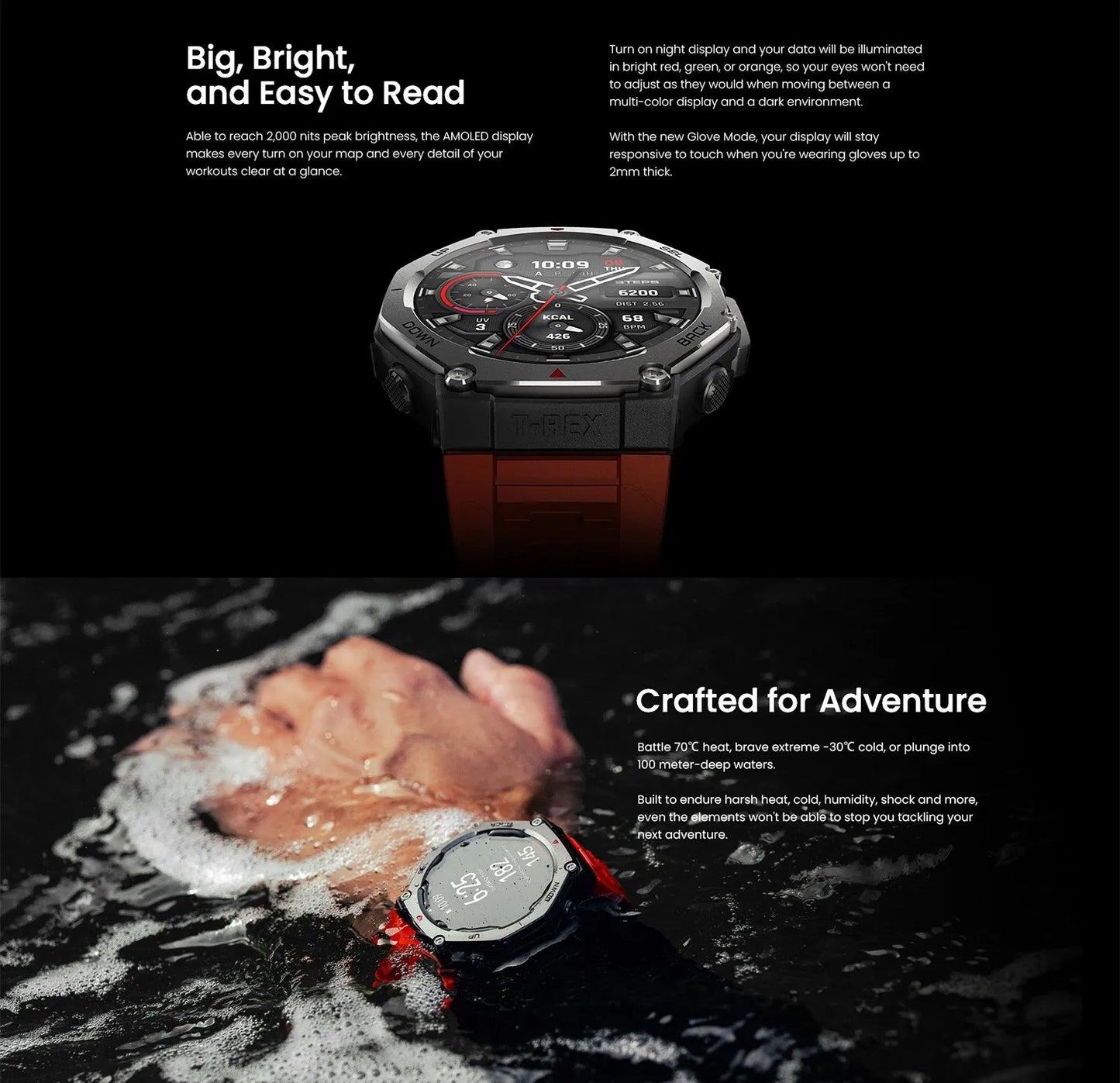 Amazfit T-Rex 3 Smartwatch Outdoor com tela AMOLED de 48 mm, 6 sistemas de satélite, GPS de banda dupla, 170 modos esportivos