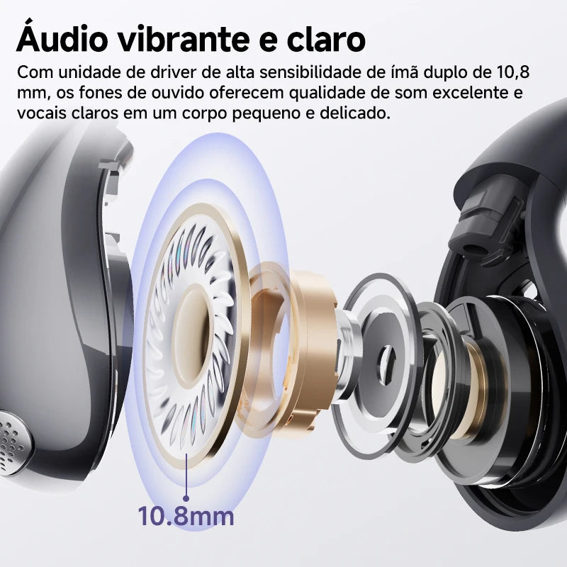 Fones de ouvido QCY Crossky C30 com clipe de orelha