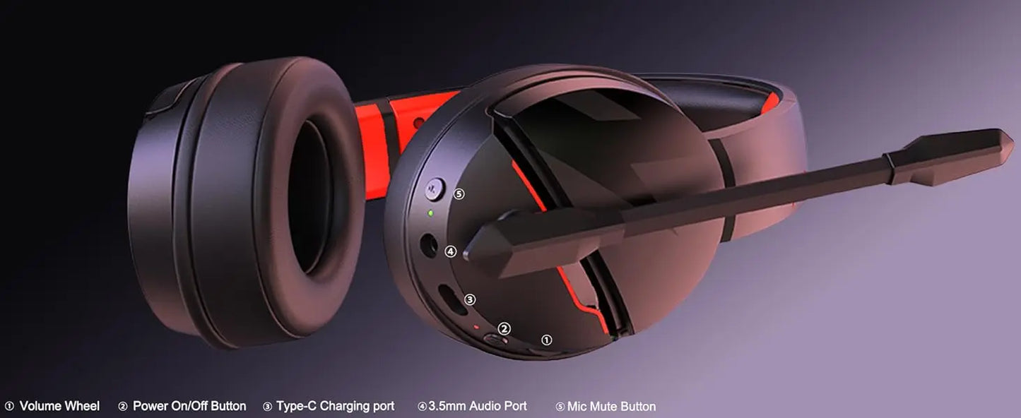 Headset Gamer Sem Fio Acer – Bateria de 100 Horas, Drivers Dinâmicos de 50mm, Microfone com Voz Clara, Fones Bluetooth para PC e PS4