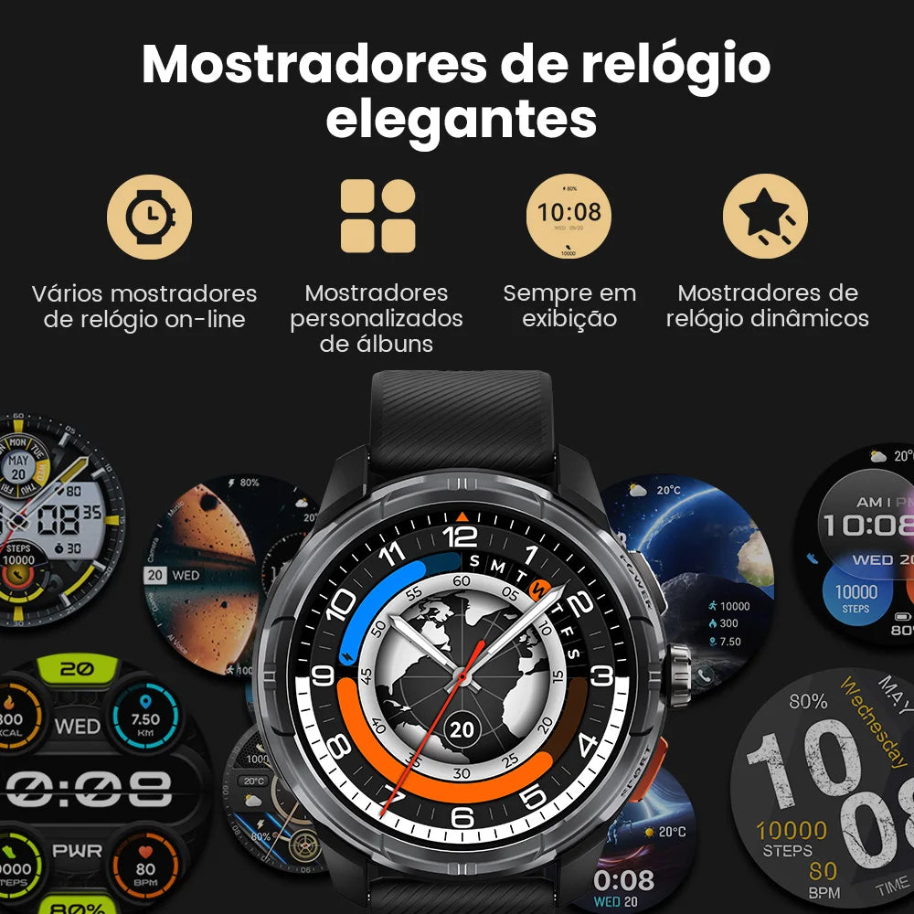 Relógio Inteligente Haylou Solar Ultra GPS com Tela AMOLED de 1,6”, Taxa de Atualização de 60Hz, Chamadas Bluetooth, Resistência à Água de 5ATM, Relógio Inteligente Esportivo