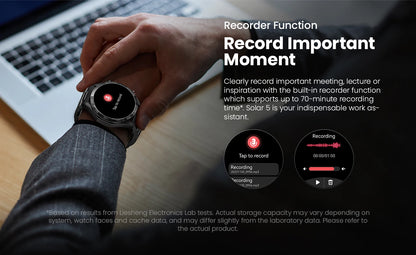 Relógio inteligente Haylou Solar 5 com chamada de voz, tela AMOLED de 1,58'', 60Hz, monitoramento de saúde 24 horas, esportivo, masculino