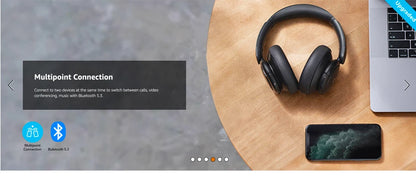 Fones de ouvido híbridos Soundcore by Anker Life Q30 com cancelamento de ruído ativo, sem fio Bluetooth, fone de ouvido supra-auricular