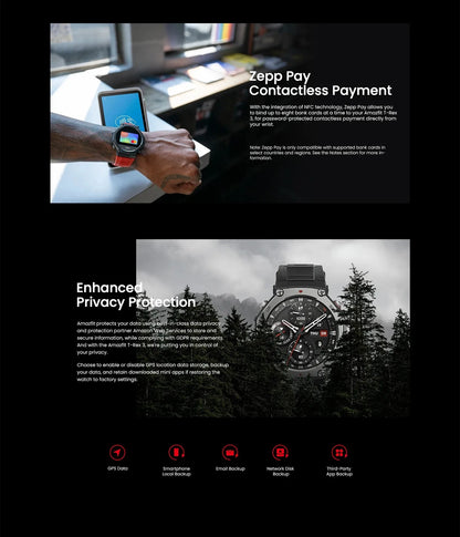 Amazfit T-Rex 3 Smartwatch Outdoor com tela AMOLED de 48 mm, 6 sistemas de satélite, GPS de banda dupla, 170 modos esportivos