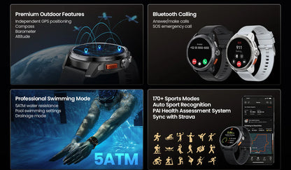 Relógio Inteligente Haylou Solar Ultra GPS com Tela AMOLED de 1,6”, Taxa de Atualização de 60Hz, Chamadas Bluetooth, Resistência à Água de 5ATM, Relógio Inteligente Esportivo