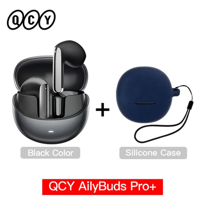QCY HT10 AilyBuds Pro+ ANC com áudio de alta resolução e Bluetooth 5.3 LDAC, 6 microfones, AI HD, conexão multiponto para chamadas