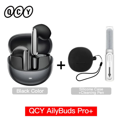 QCY HT10 AilyBuds Pro+ ANC com áudio de alta resolução e Bluetooth 5.3 LDAC, 6 microfones, AI HD, conexão multiponto para chamadas