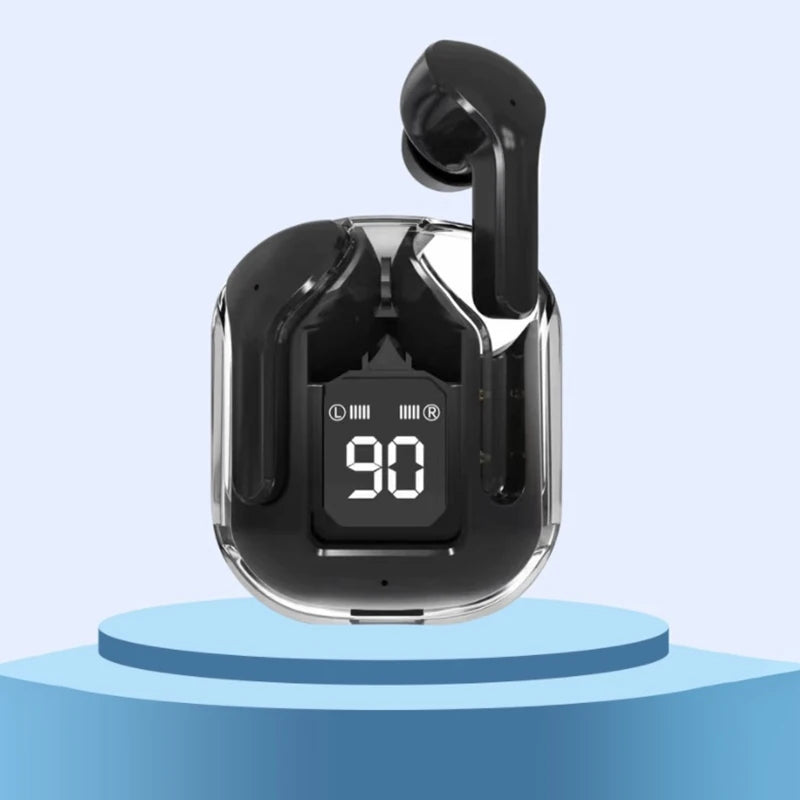 T2 TWS Fones de Ouvido Sem Fio Transparentes – Headset Bluetooth In-Ear com ENC, Fones Esportivos, Display Digital de Energia em LED e Som Estéreo.