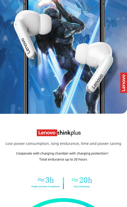 Fones de Ouvido Bluetooth Lenovo Thinkplus XT88 In Ear com Microfones Duplos, Redução de Ruído Estéreo, Graves HiFi e Controle Touch.