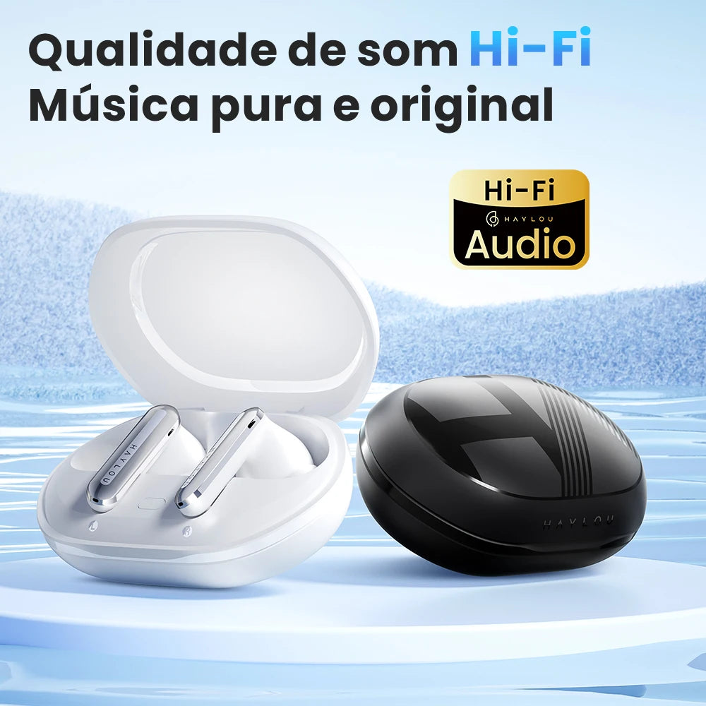 Fones de ouvido HAYLOU Mori Pro Bluetooth 5.4 - 43dB ANC com cancelamento de ruído ativo, fones de ouvido sem fio com 6 microfones e bateria com duração de 35 horas