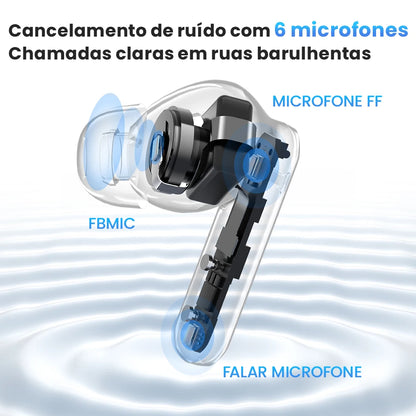 Fones de ouvido HAYLOU Mori Pro Bluetooth 5.4 - 43dB ANC com cancelamento de ruído ativo, fones de ouvido sem fio com 6 microfones e bateria com duração de 35 horas