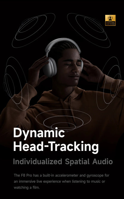 Fones de ouvido sem fio Picun F8 Pro ANC com rastreamento de cabeça, áudio espacial 3D - 52dB ANC HIFI, fone de ouvido Bluetooth ENC, microfone HD, aplicativo de baixa latência