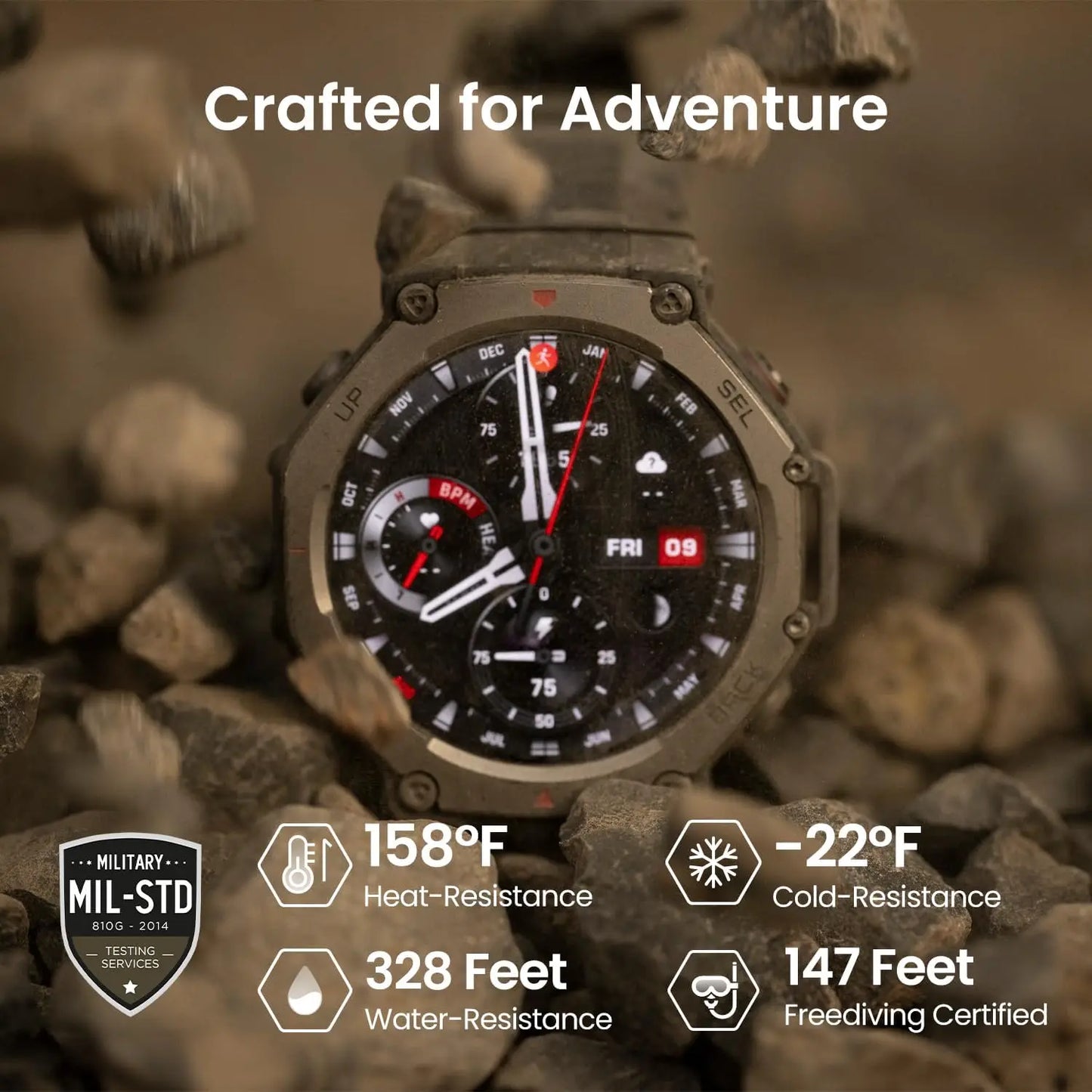 Amazfit T-Rex 3 Smartwatch Outdoor com tela AMOLED de 48 mm, 6 sistemas de satélite, GPS de banda dupla, 170 modos esportivos