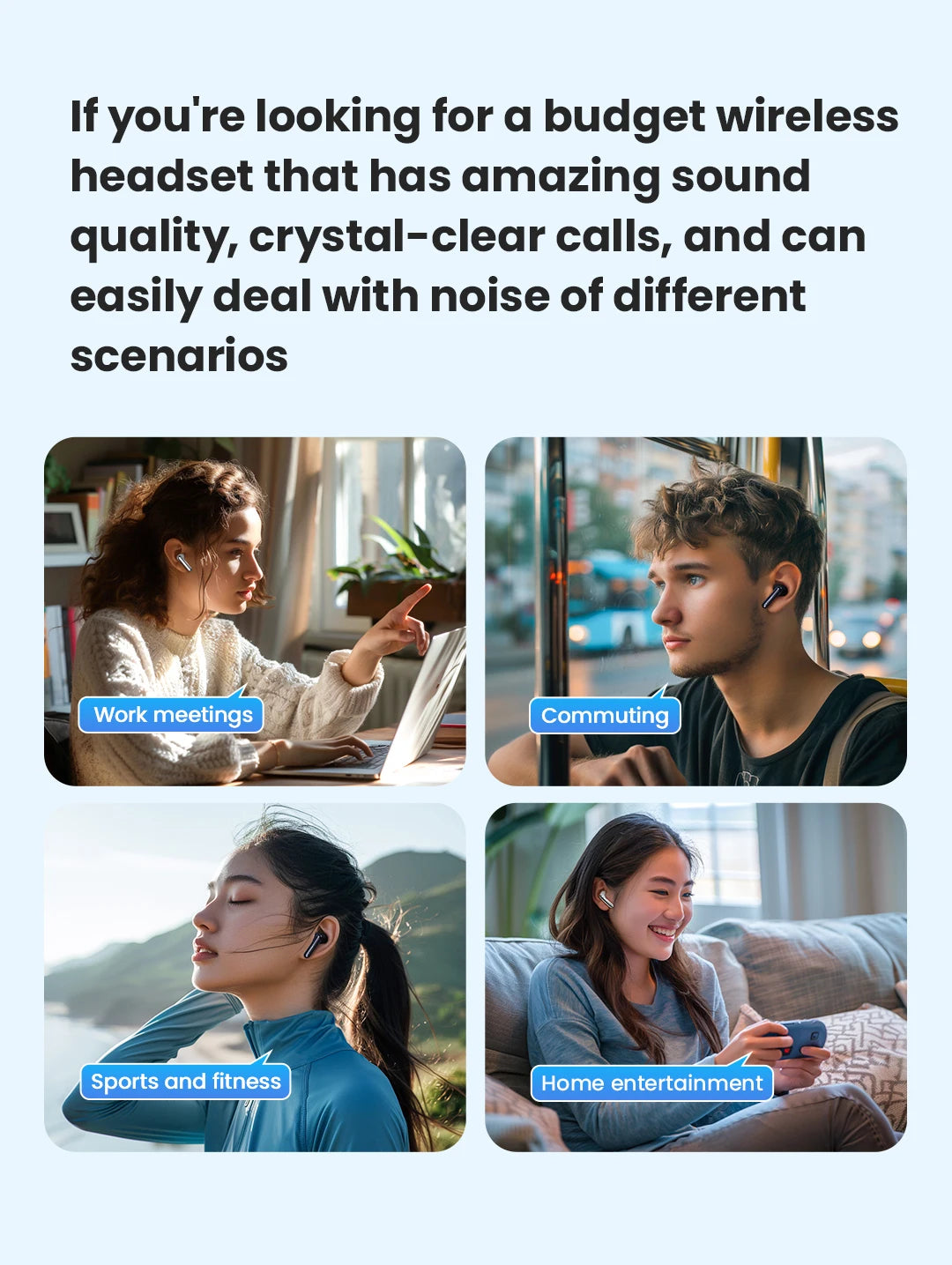 Fones de ouvido HAYLOU Mori Pro Bluetooth 5.4 - 43dB ANC com cancelamento de ruído ativo, fones de ouvido sem fio com 6 microfones e bateria com duração de 35 horas