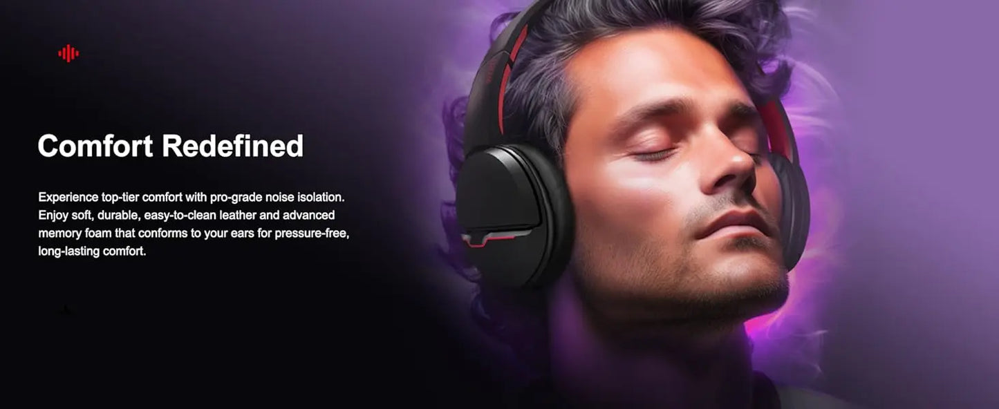 Headset Gamer Sem Fio Acer – Bateria de 100 Horas, Drivers Dinâmicos de 50mm, Microfone com Voz Clara, Fones Bluetooth para PC e PS4