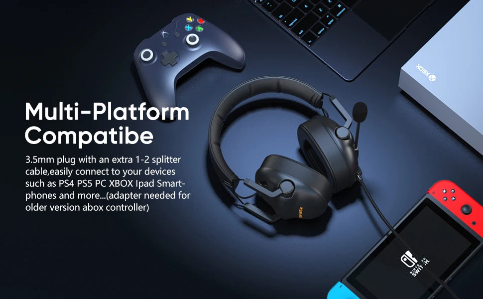 SENZER SG500 Fone de Ouvido Gamer Surround Sound Pro com Microfone com Cancelamento de Ruído – Dobrável e Portátil para PC, PS4, PS5, Xbox