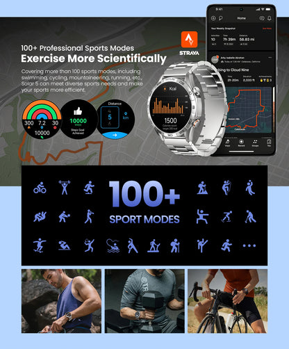 Relógio inteligente Haylou Solar 5 com chamada de voz, tela AMOLED de 1,58'', 60Hz, monitoramento de saúde 24 horas, esportivo, masculino