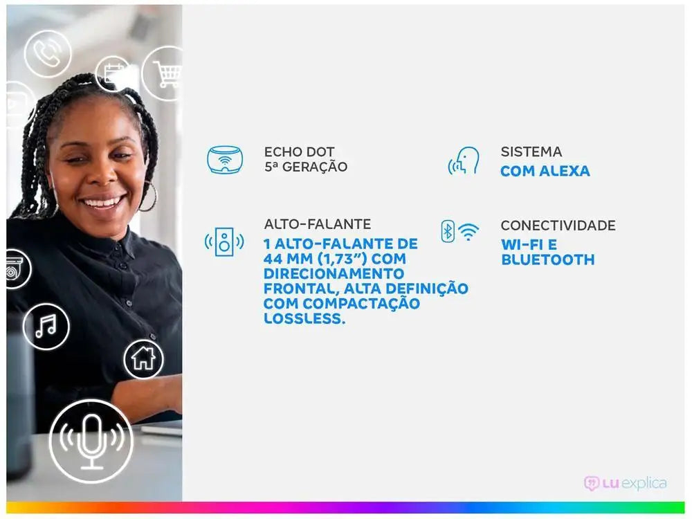 Alto-falante inteligente Echo Dot de 5ª geração com Alexa