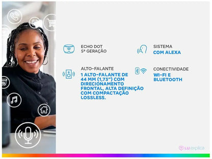 Alto-falante inteligente Echo Dot de 5ª geração com Alexa