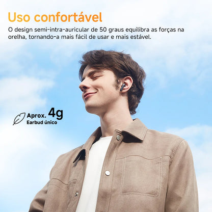 QCY HT10 AilyBuds Pro+ ANC com áudio de alta resolução e Bluetooth 5.3 LDAC, 6 microfones, AI HD, conexão multiponto para chamadas