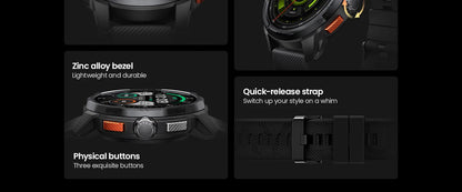 Relógio Inteligente Haylou Solar Ultra GPS com Tela AMOLED de 1,6”, Taxa de Atualização de 60Hz, Chamadas Bluetooth, Resistência à Água de 5ATM, Relógio Inteligente Esportivo