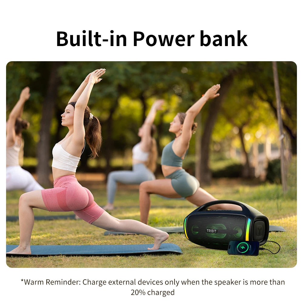 Caixa de som Bluetooth TRIBIT StormBox Blast 2, potência de 200 W com subwoofer, caixa de som para festas externa IP67, 30 horas de reprodução, LED, entrada para microfone