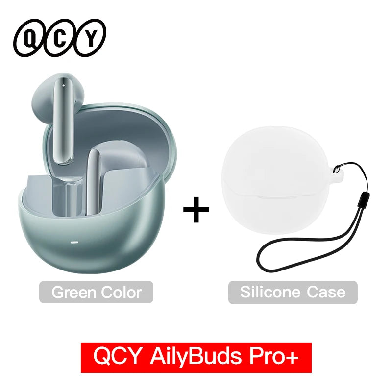 QCY HT10 AilyBuds Pro+ ANC com áudio de alta resolução e Bluetooth 5.3 LDAC, 6 microfones, AI HD, conexão multiponto para chamadas