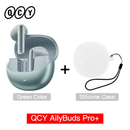 QCY HT10 AilyBuds Pro+ ANC com áudio de alta resolução e Bluetooth 5.3 LDAC, 6 microfones, AI HD, conexão multiponto para chamadas
