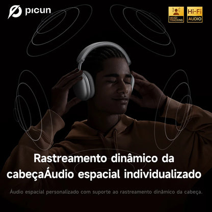 Fones de ouvido sem fio Picun F8 Pro ANC com rastreamento de cabeça, áudio espacial 3D - 52dB ANC HIFI, fone de ouvido Bluetooth ENC, microfone HD, aplicativo de baixa latência