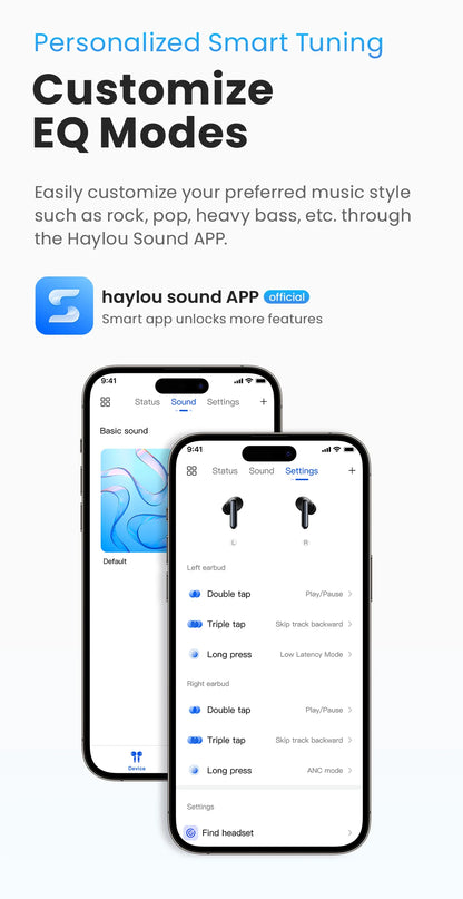 Fones de ouvido HAYLOU Mori Pro Bluetooth 5.4 - 43dB ANC com cancelamento de ruído ativo, fones de ouvido sem fio com 6 microfones e bateria com duração de 35 horas