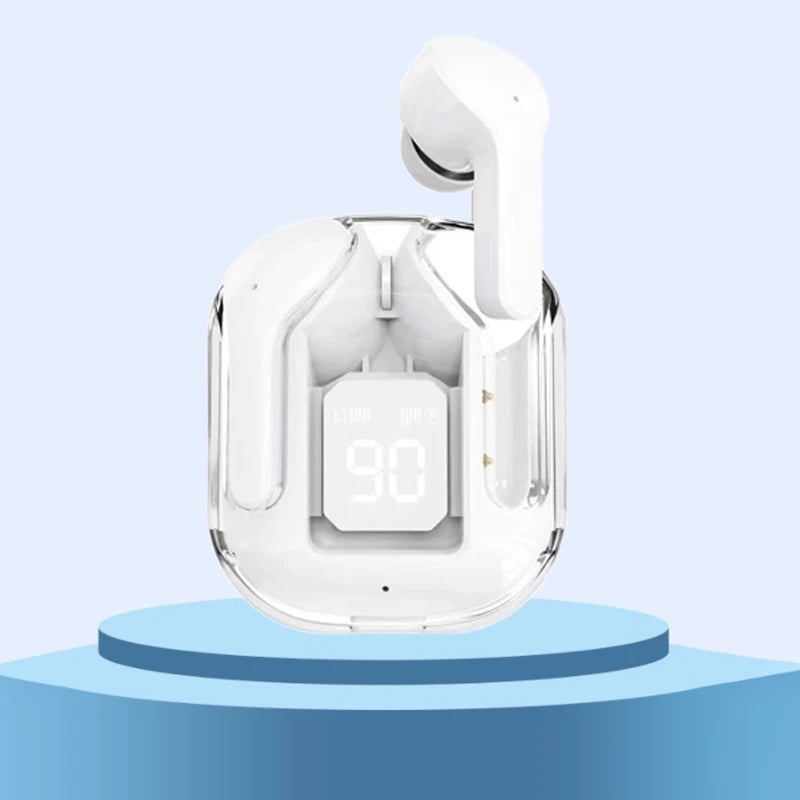 T2 TWS Fones de Ouvido Sem Fio Transparentes – Headset Bluetooth In-Ear com ENC, Fones Esportivos, Display Digital de Energia em LED e Som Estéreo.