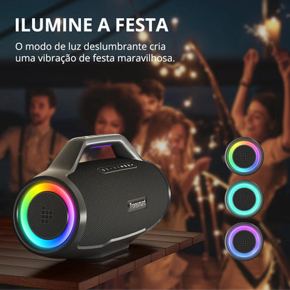 Tronsmart Bang Max Speaker Bluetooth Speaker com 130 W, sistema de som de 3 vias, sincronização com mais de 100 alto-falantes, controle por aplicativo, entrada para guitarra/microfone