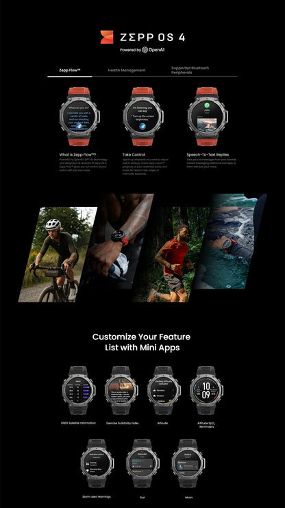 Amazfit T-Rex 3 Smartwatch Outdoor com tela AMOLED de 48 mm, 6 sistemas de satélite, GPS de banda dupla, 170 modos esportivos