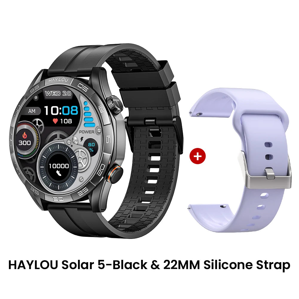 Relógio inteligente Haylou Solar 5 com chamada de voz, tela AMOLED de 1,58'', 60Hz, monitoramento de saúde 24 horas, esportivo, masculino