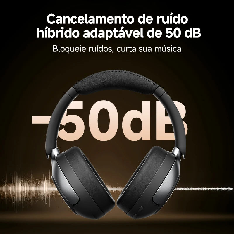 Fone de ouvido sem fio QCY H3 Pro ANC com cancelamento de ruído de 50 dB e áudio espacial de alta resolução com LDAC Bluetooth 5.4.