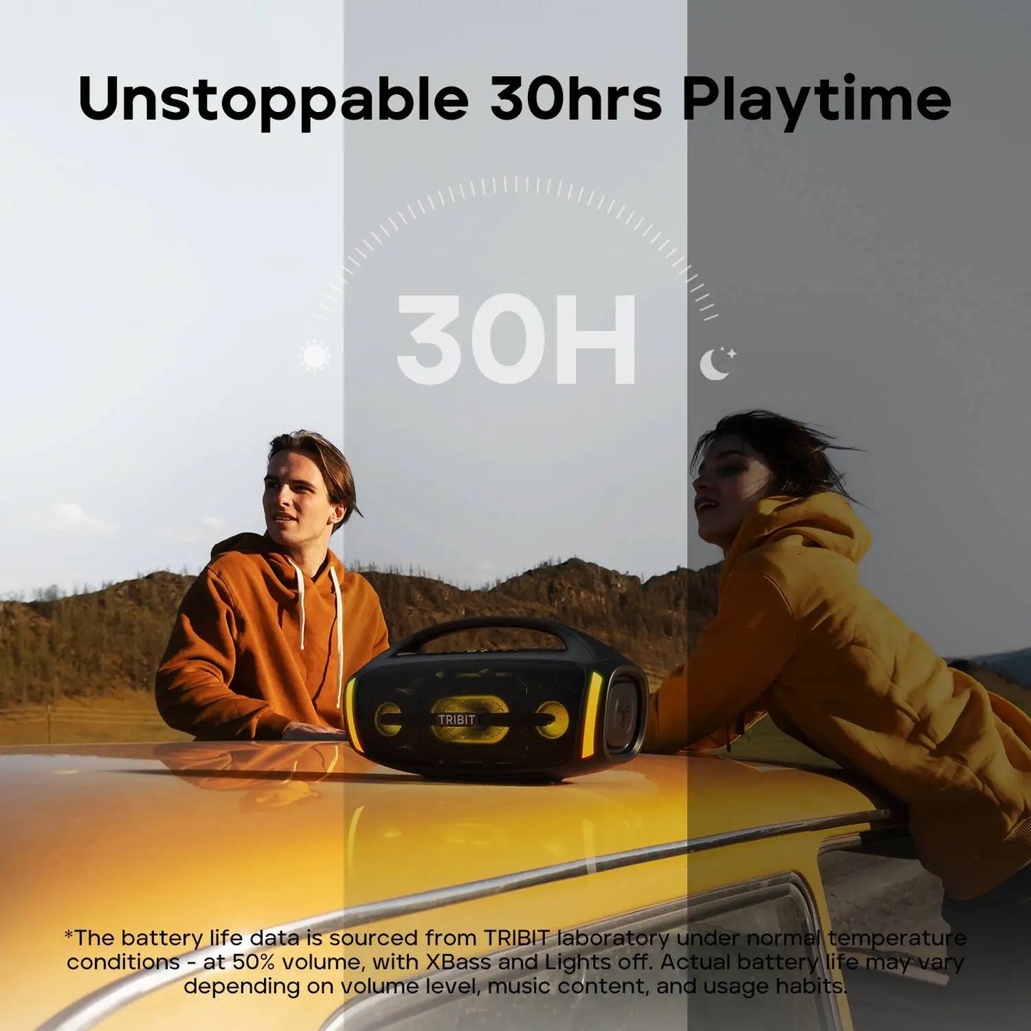 Caixa de som Bluetooth TRIBIT StormBox Blast 2, potência de 200 W com subwoofer, caixa de som para festas externa IP67, 30 horas de reprodução, LED, entrada para microfone