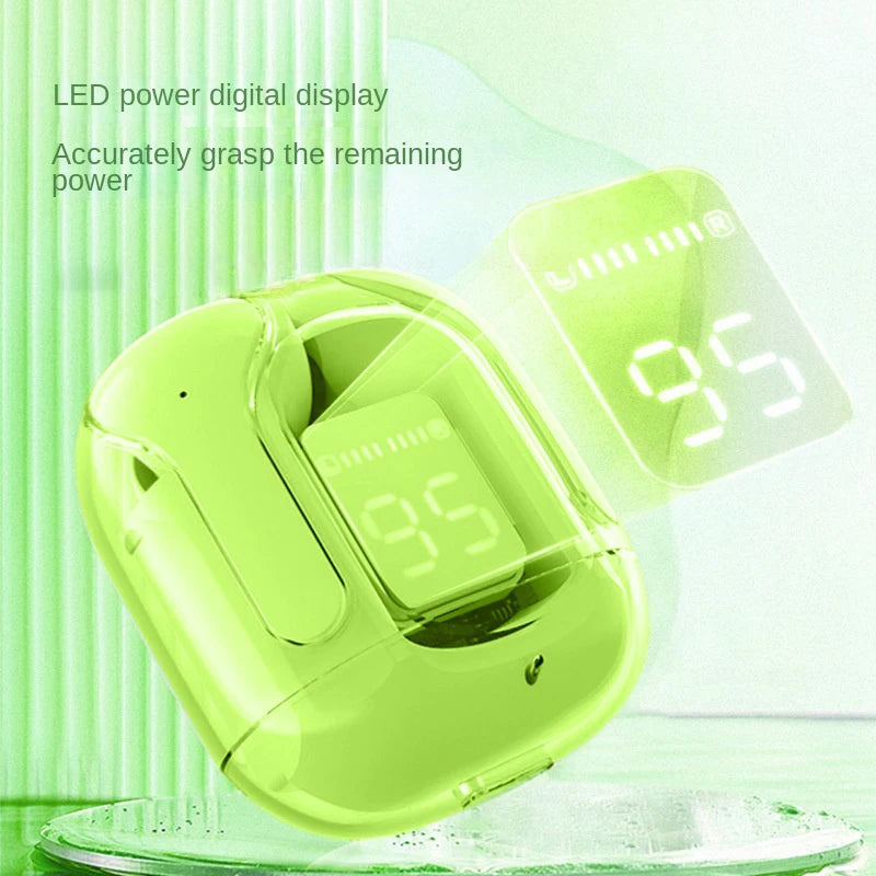 T2 TWS Fones de Ouvido Sem Fio Transparentes – Headset Bluetooth In-Ear com ENC, Fones Esportivos, Display Digital de Energia em LED e Som Estéreo.